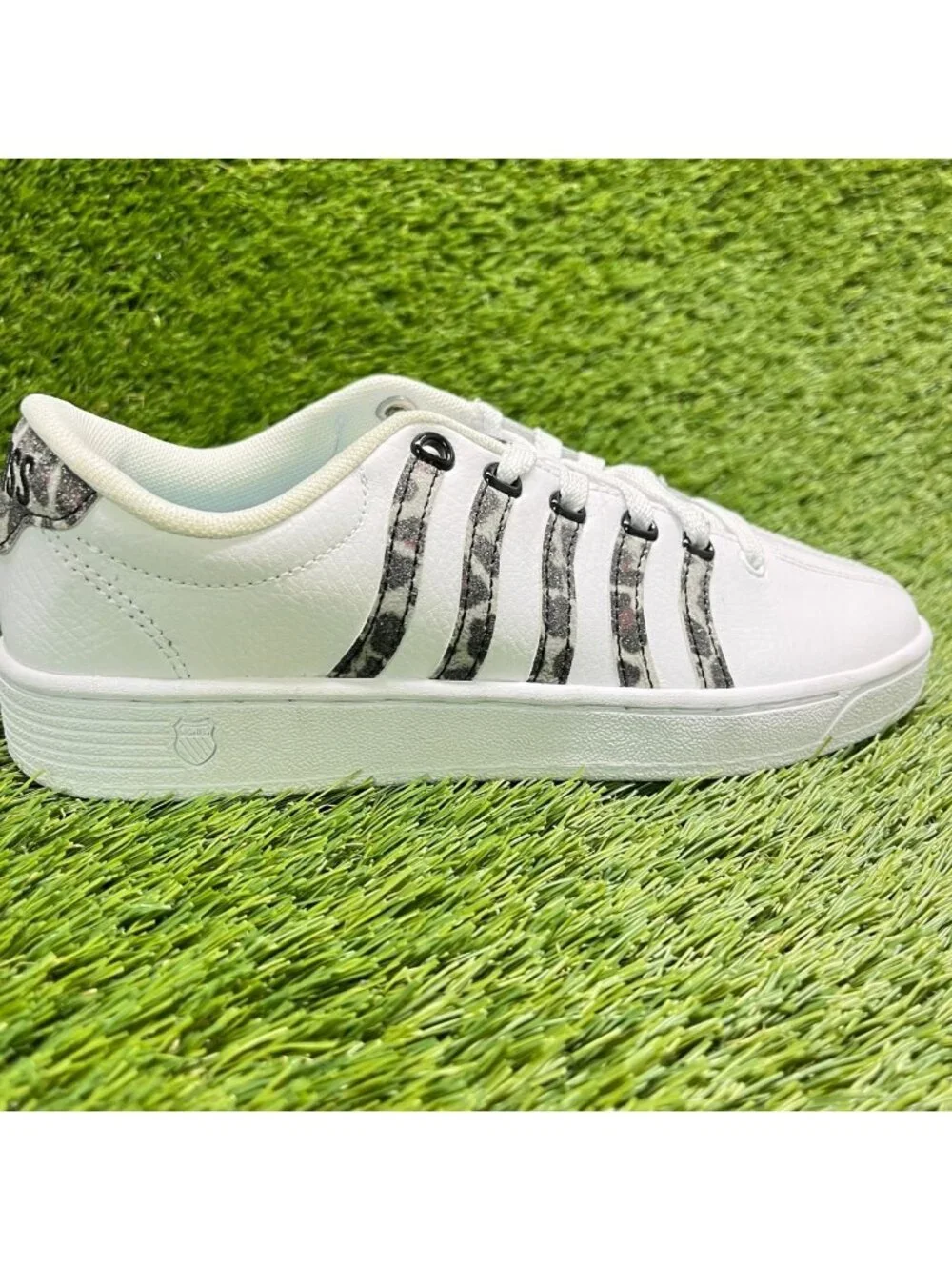 K-Swiss Court Pro II Leopard Womens Size 6 White Black Athletic Shoes Sneakers